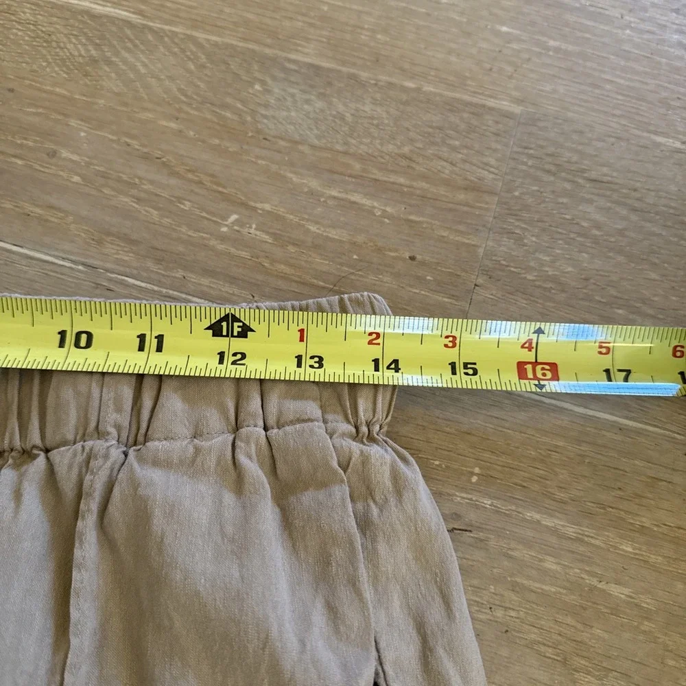 Babaton Aritzia Errol Linen Khaki Pants‎ Relaxed Fit Tapered Leg Women M Tan